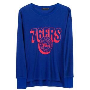 Junk Food Philadelphia 76ers Thermal Sweatshirt Blue NBA Graphic NWT Small